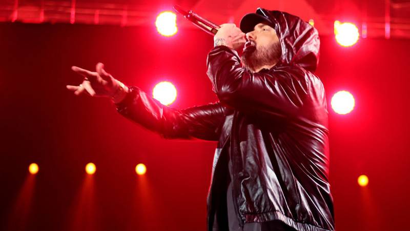 Eminem performs onstage