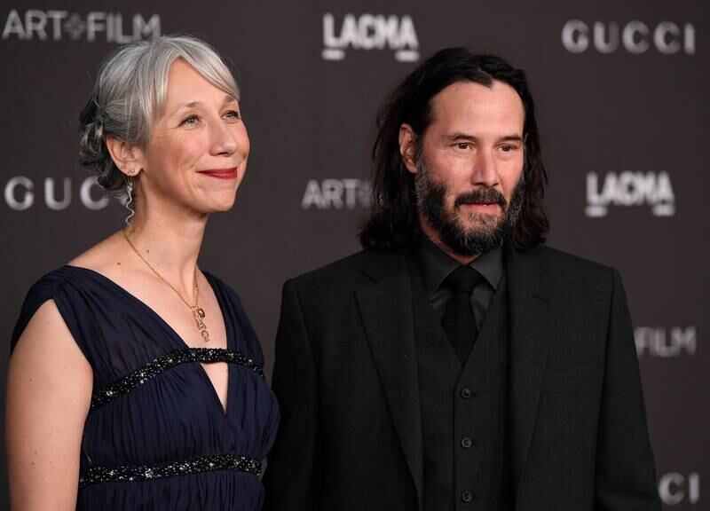 LOS ANGELES, CALIFORNIA - NOVEMBER 02:(L-R) Alexandra Grant and Keanu Reeves attend the 2019 LACMA 2019 Art + Film Gala Presented By Gucci on November 02, 2019 in Los Angeles, California. (Photo by Frazer Harrison/Getty Images)