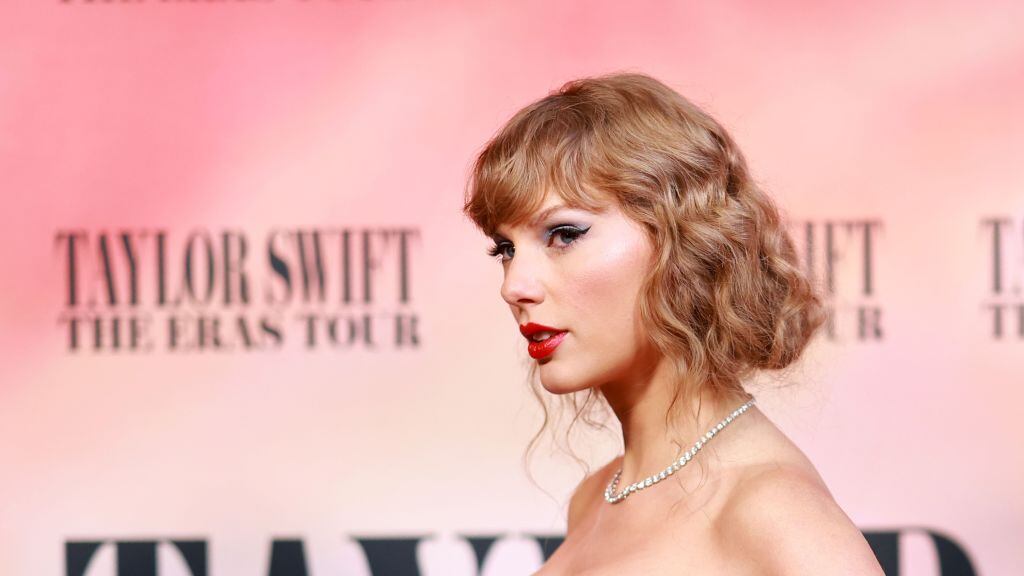 LOS ANGELES, CALIFORNIA - OCTOBER 11: Taylor Swift attends "Taylor Swift: The Eras Tour" Concert Movie World Premiere at AMC The Grove 14 on October 11, 2023 in Los Angeles, California. (Photo by Matt Winkelmeyer/Getty Images)