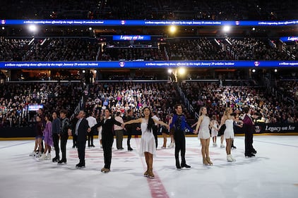 Ice skaters performing